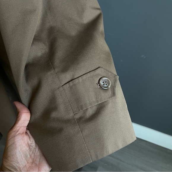 Vintage Tan Trench Coat with Removable Lining Khaki Overcoat 46R Unisex XL - Picture 3 of 11
